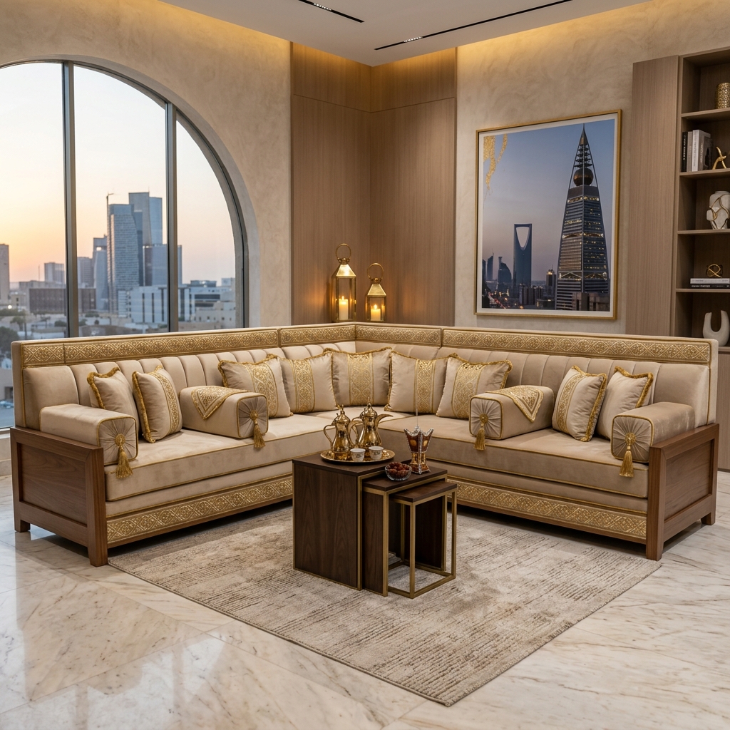 Modern L-shaped Arabic Majlis